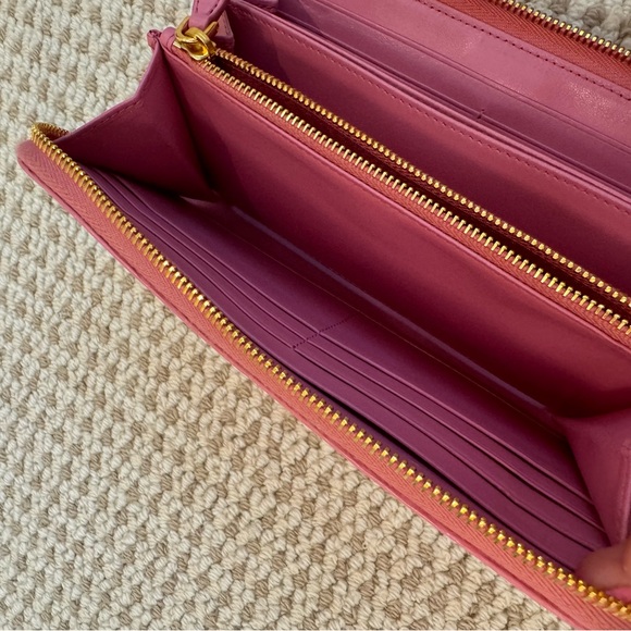 Prada Saffiano Leather Zip Around Long Wallet - Pink - Picture 4 of 8